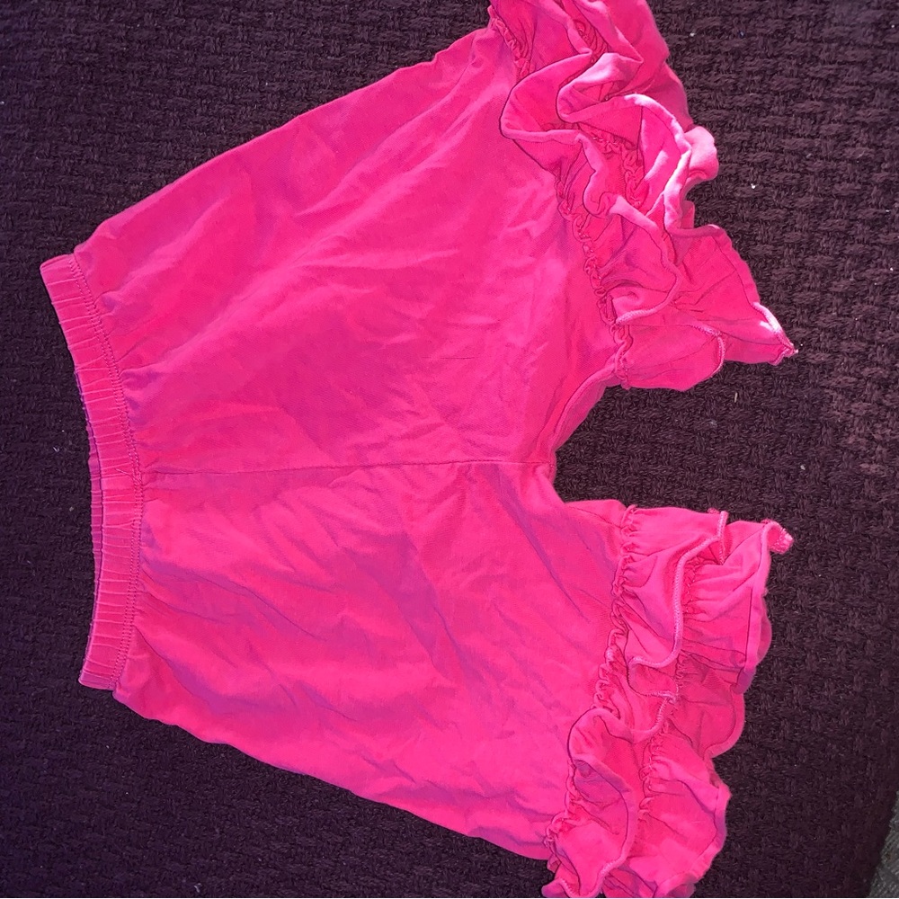 Girls Pink Ruffled Shorts